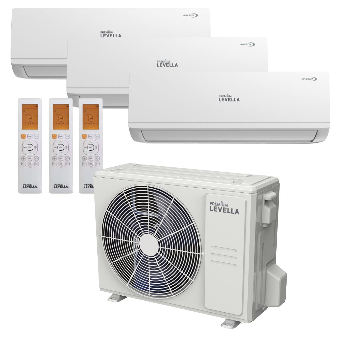 Tri Zone 23.5 SEER2 Ductless Mini Split Air Conditioner Inverter Wifi Heat Pump
