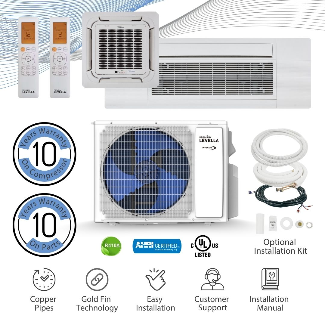 Dual Zone 21.5 SEER Ductless Mini Split Air Conditioner Inverter Wifi Heat Pump